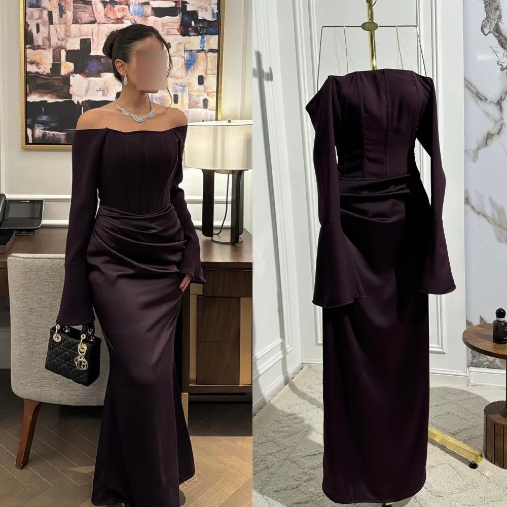 Customized Fashion Sizes Available Pleat Draped Straight Off-the-shoulder Midi Dresses Bespoke Occasion Dresses High Quality Exq