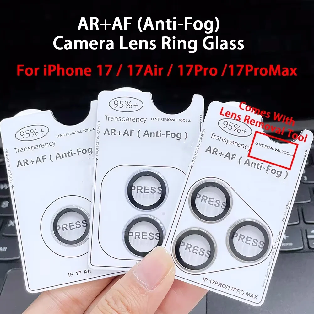 1-3Pcs AR+AF (Anti-Fog) Official Camera Lens Metal Ring Tempered Glass Protector Cover for IPhone 17Air Pro Max Anti-Scratch Cap