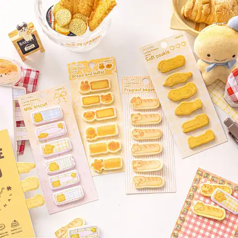 180 Pcs/Pack Cute Cartoon Animals Mini Sticky Notes Book Tags Index Stickers Food Themed Student Stationery Memo Stickers