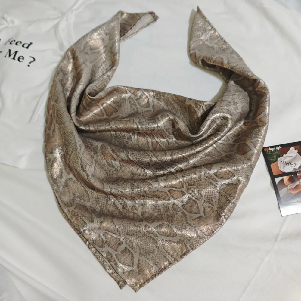 Fashion Y2K Snake Print Hair Scarf Soft Square Serpentine Hair Band Hip Hop Turban Snake Punk Bandana Streetwear