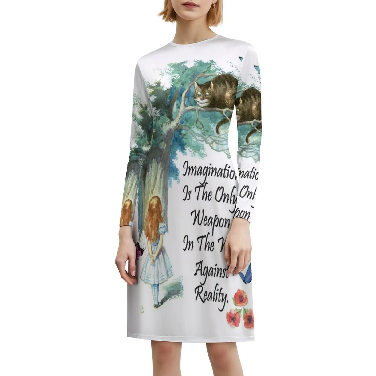 فستان أليس في اقتباس تخيل بوهو شيك أنيق أنيق لحفلات الزفاف على الشاطئ فستان أليس في حفلة الشاي لويس كارول كتاب امرأة