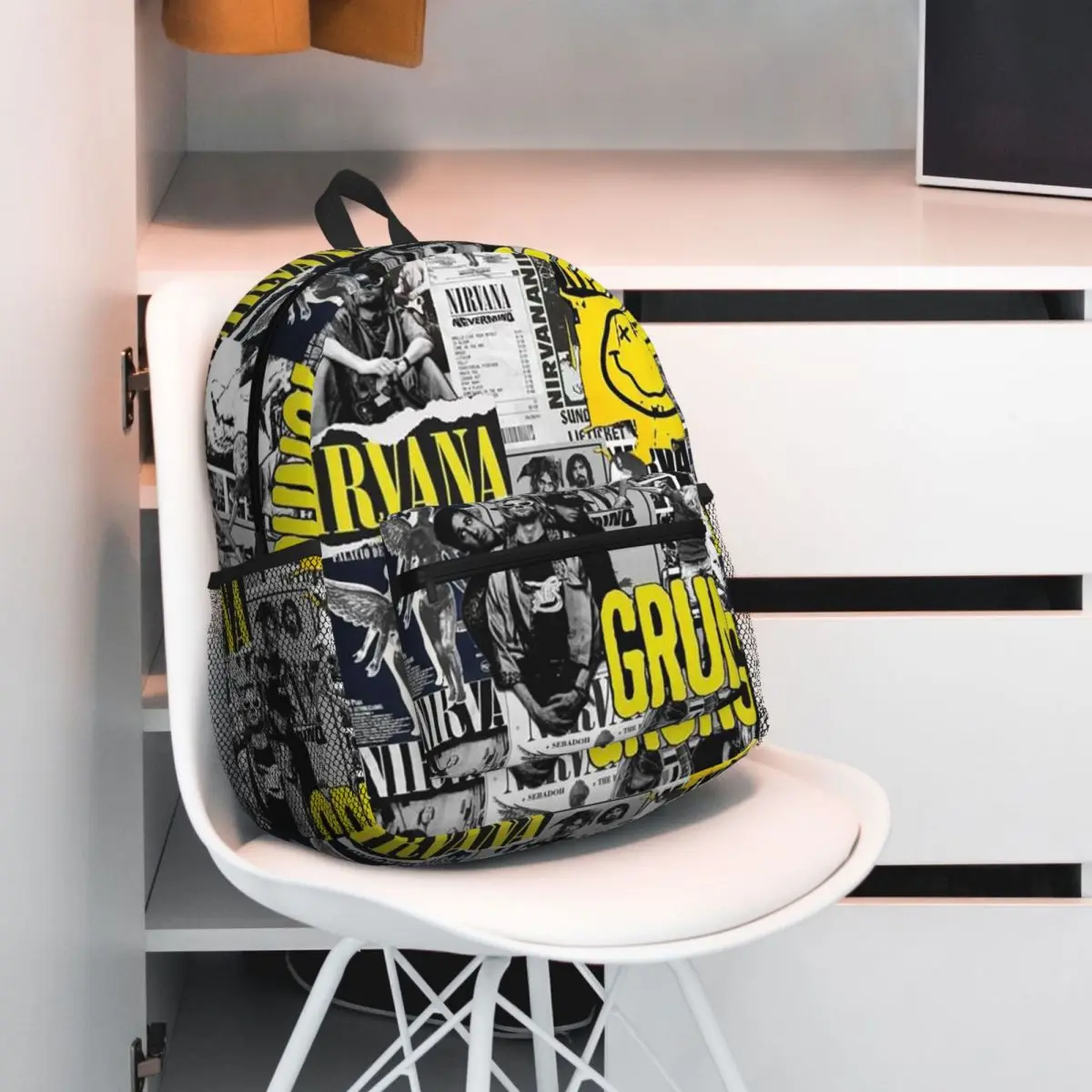 Nirvanas One Sided Smile Backpack Student BookBag Kids School Bag Computer Shoulder Bags for Boys Girls