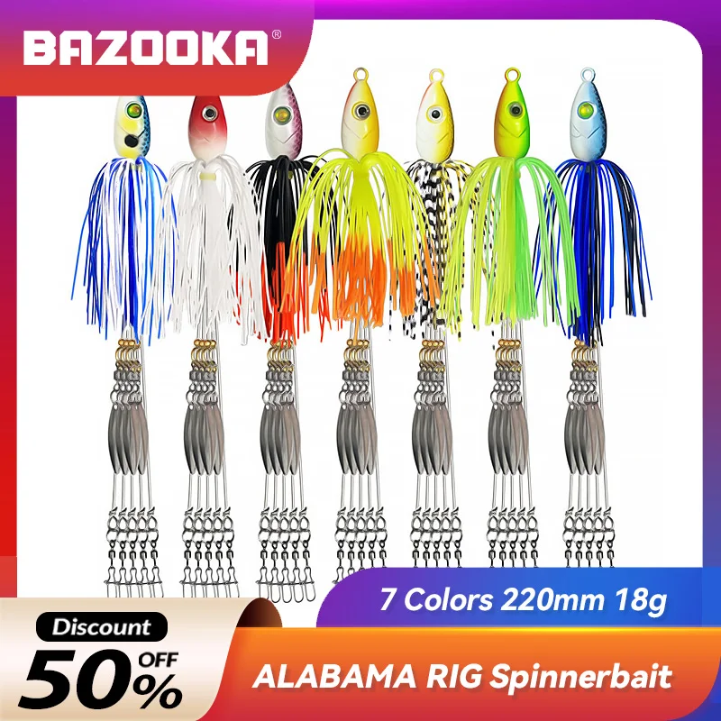 

Bazooka Alabama Rig Fishing lure Umbrella 5 Arms Spinner Group Jigging Spoon Lead Swimming Head Swimbait Bass Pike Winter Bait