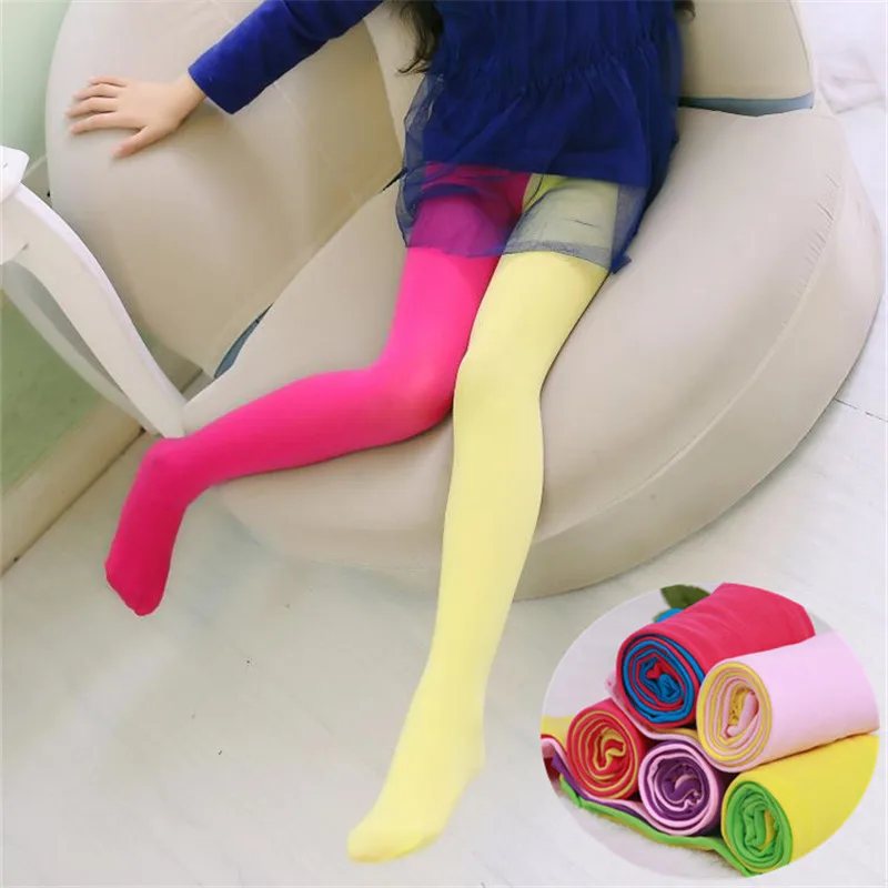 Girls candy color tights for baby kids cute velvet pantyhose contrast Combination color girl spring/autumn warm dance stockings