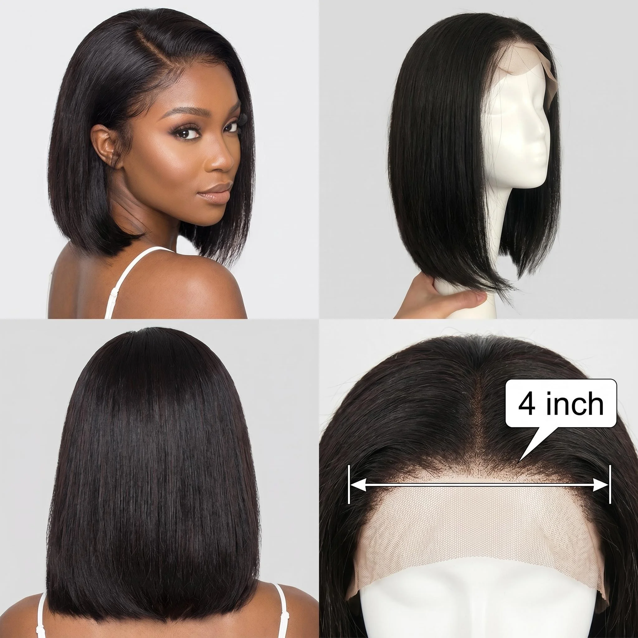 Gerade 180% Dichte Kurzer Bob – Pre Parted 13X4 Lace Front Bob Wig Bewertung und Preis