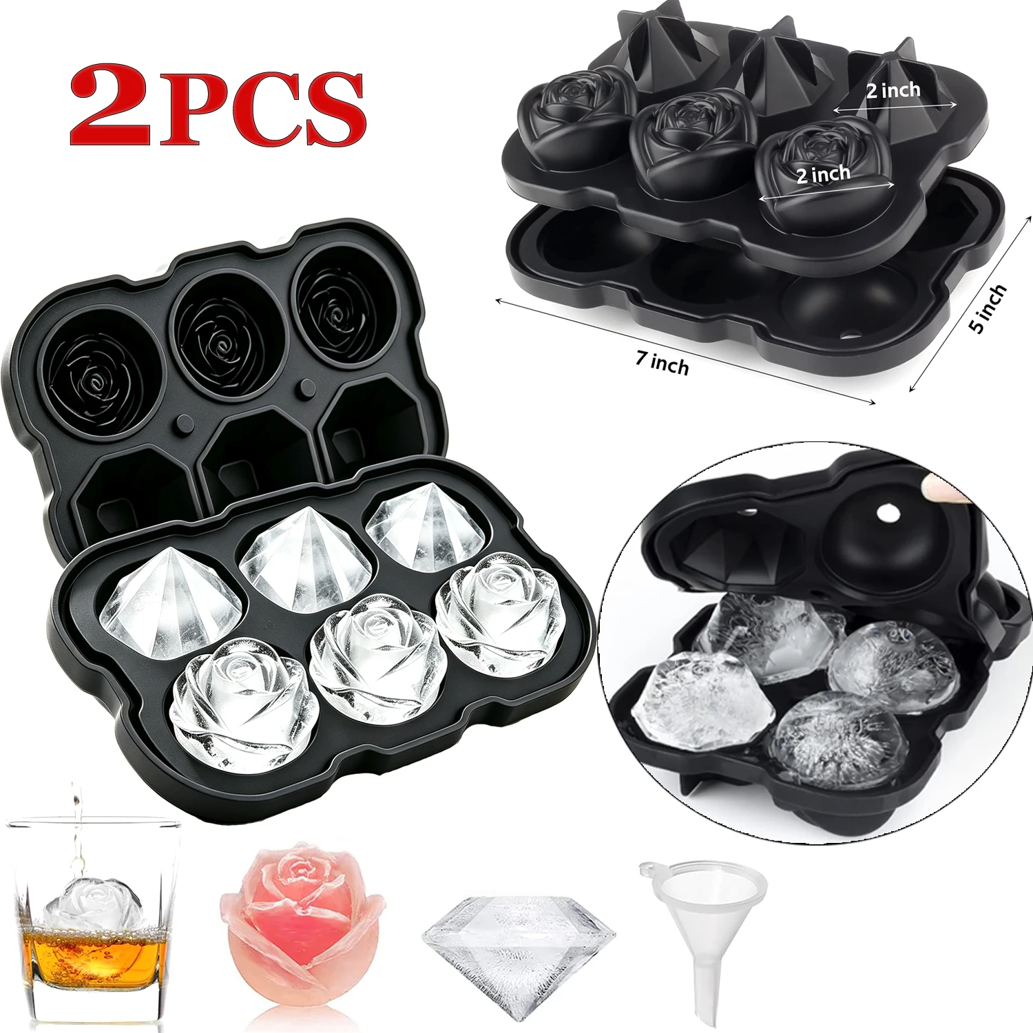 Silicone Mold Tray - 3D Ice Cube Tray Rose Ice