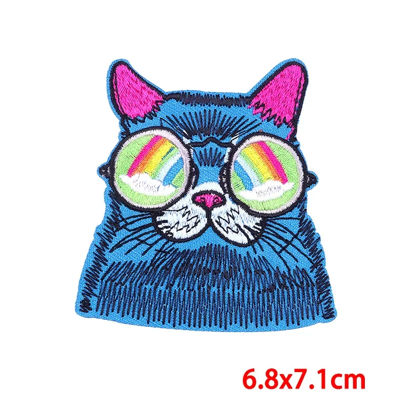 Iron On Patches for Clothes Black Cat Clothing Stickers Fabric Sewing Embroidered Patch Thermal Adhesive Applique Fusible Badges