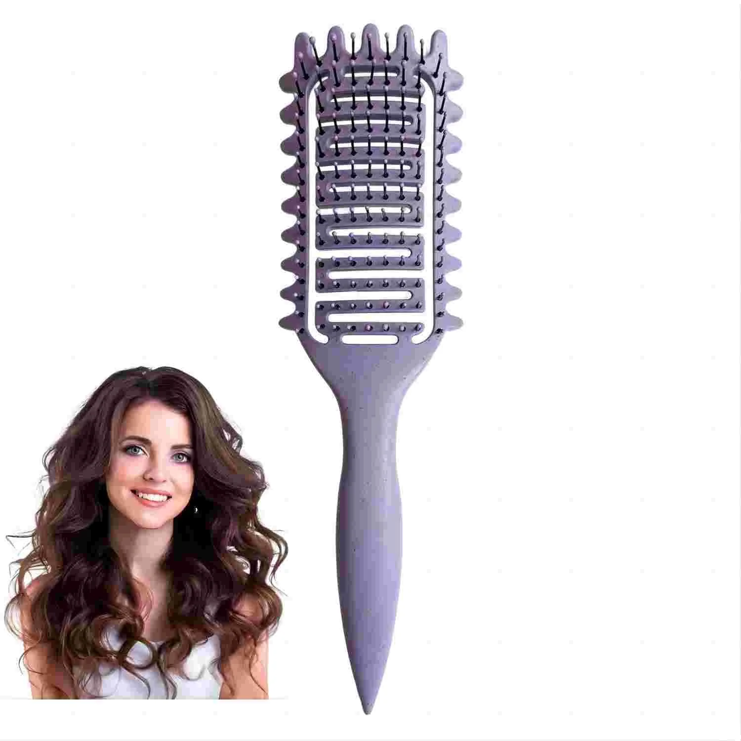 Curl Defining Brush, Curly Hair Brush Bristle HairCurly Hair Brush, Vented Hair Brush, Shaping and Defining Curls for Women