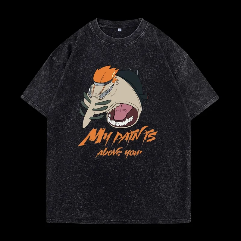

2025 Summer Naruto Printed Short-sleeved T-shirt Man Japanese Anime Vintage Washed Women's Oversized Tees Streetwear HipHop Tops