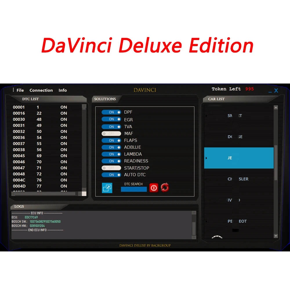 DaVinci Deluxe Edition 1 Year for Diagnosis and Correction with Modern Anti-pollution System DPF MAF Workshop Software