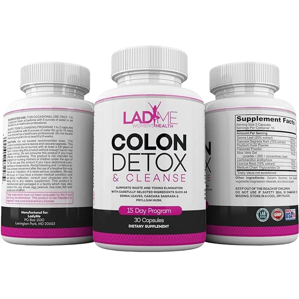 15 Day Colon Cleanser Detox Flush - Psyllium Husk, Cascara Sagrada & Senna Capsules for Intestinal & Digestive Health