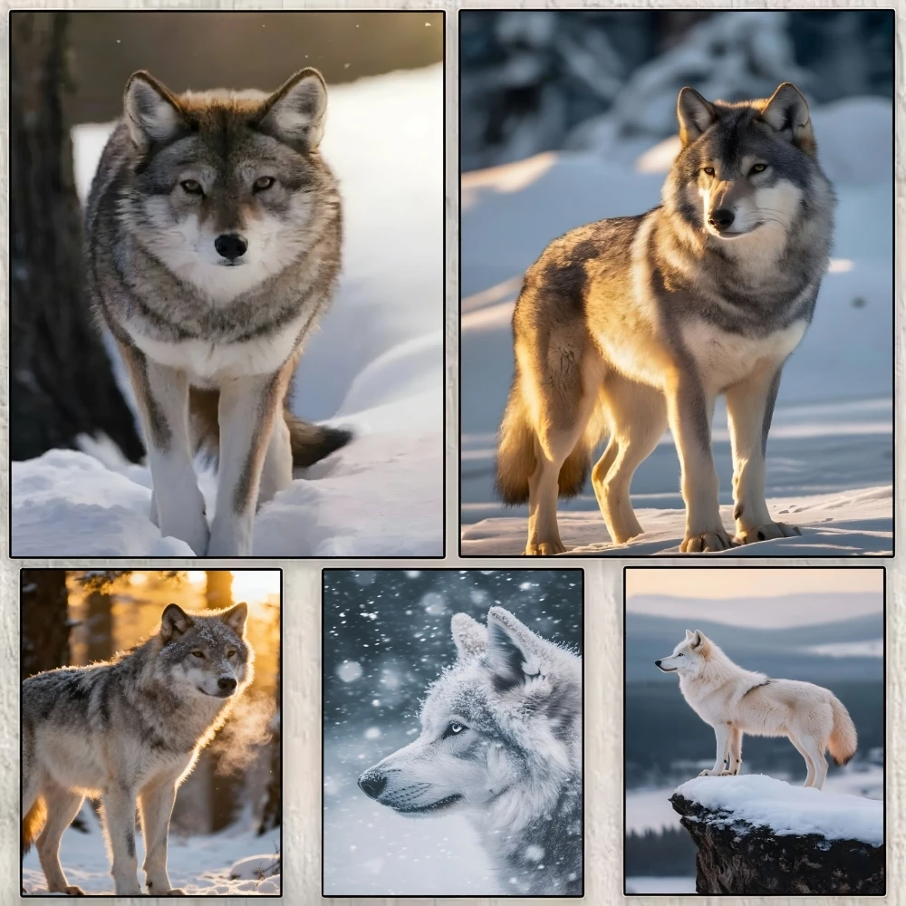 

Wolf In The Winter Forest Painting Calligraphy Wall Art Canvas Poster Prints For Living Room And Bedroom Decor Christmas Decorat