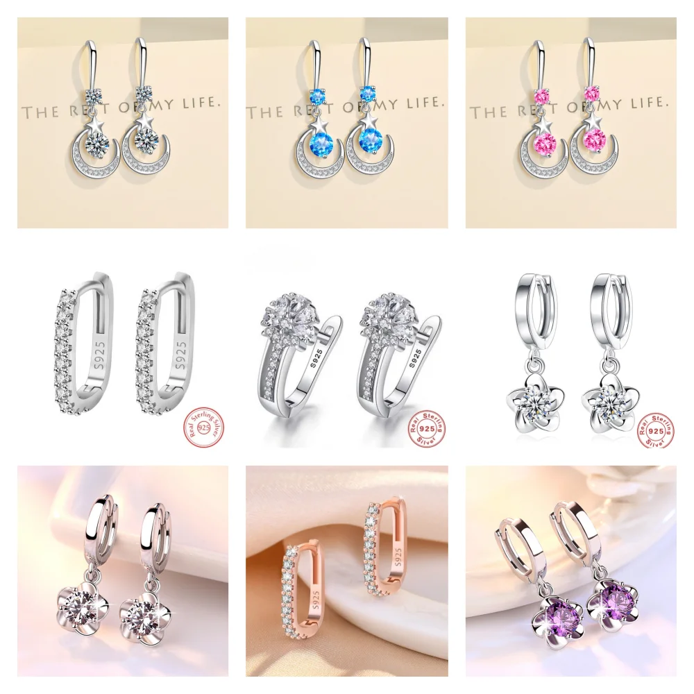 

Высококачественные серьги из стерлингового серебра 925 пробы с кристаллами циркония, модные серьги, подарки на свадьбу для женщин, универсальные ювелирные изделия в уличном стиле