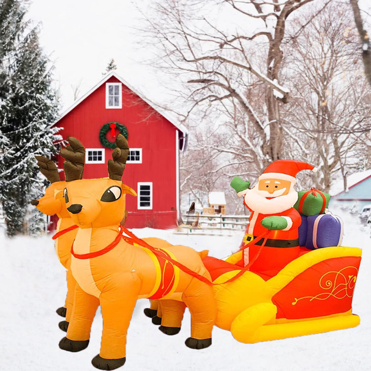 Inflatable elk sled Santa Glow Elk Pull Santa Inflatable Model Santa Elk