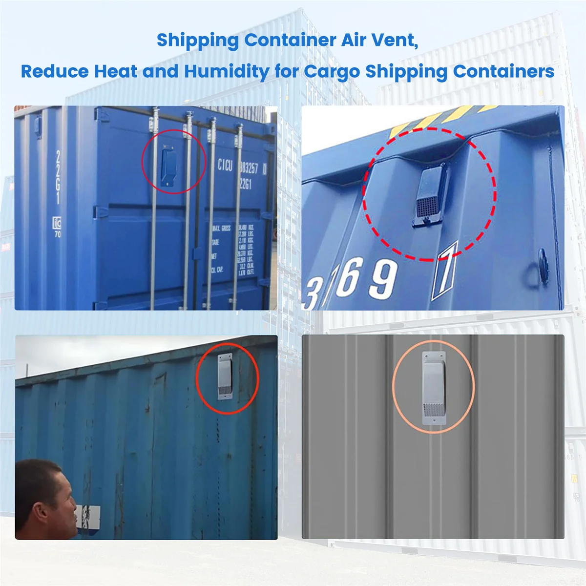 8PCS Shipping Container Air Vent Kit Heavy Duty Shipping Container Accessories Flow Ventilation Kit Blue