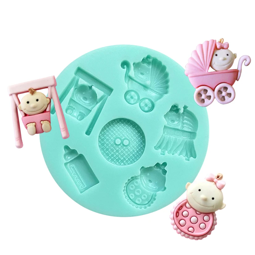 Baby Feeding Bottle Swing Silicone Sugarcraft Mold Resin Tools Cupcake Baking Mould Fondant Cake Decorating Tools