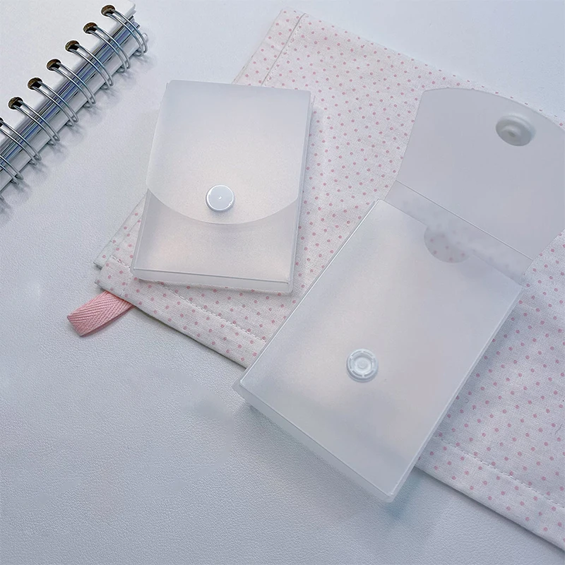 

2Pcs Translucent Frosted Button Storage Box Portable Pocket Album Case Container Dustproof Idol Photo Card Organizer