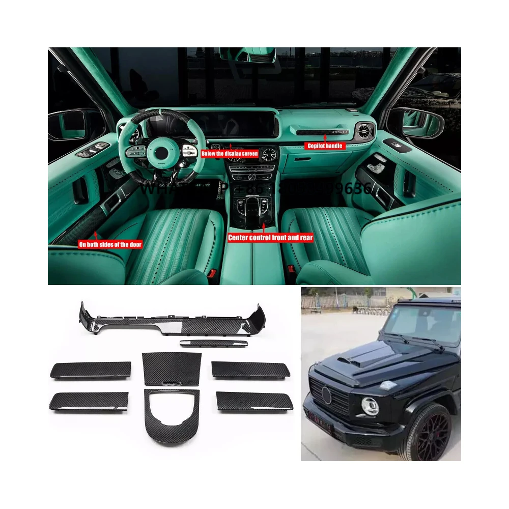 

For Benz G W464 G-class G500 G350 G63 8 Pieces in One Set Dry Carbon Fiber Car Interior Cover Interiors Trims