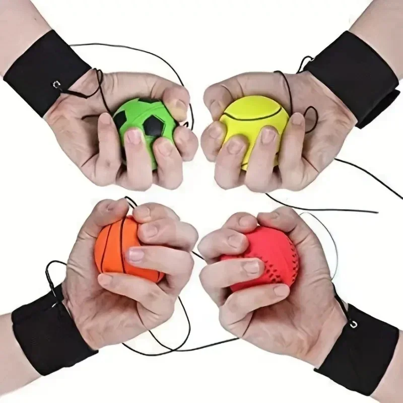 6cm hand thrown bouncy ball with rope rubber solid toy boomerang ball reaction ball idle time de-stressing hand thrown toys