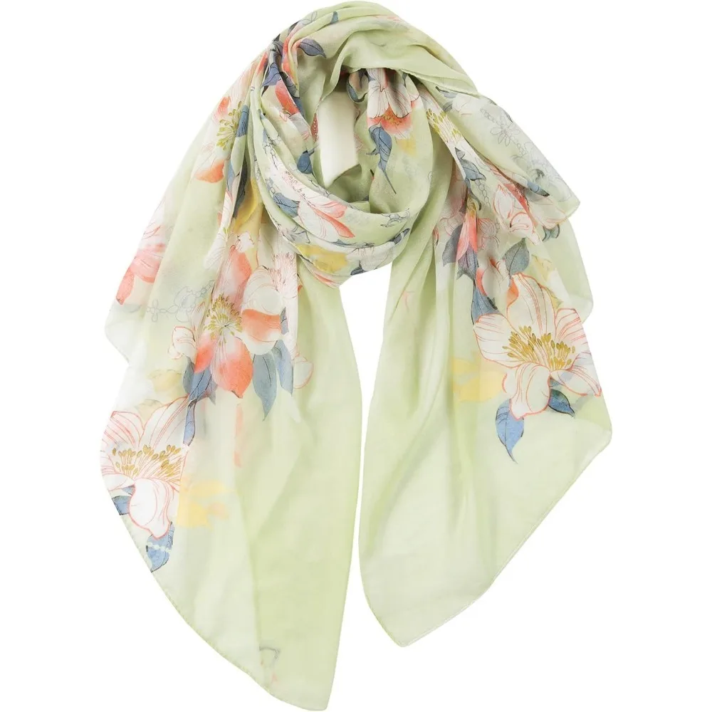

Lightweight Scarves Fashion Flowers Print Women Cotton Wrap Scarf Head Shawl Spring Gift