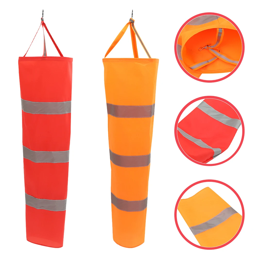 2 Pcs Waterproof Wind Direction Indicators Reflective Windsocks 80cm Red Grey Grey Oxford Cloth Durable Floating Outdoor