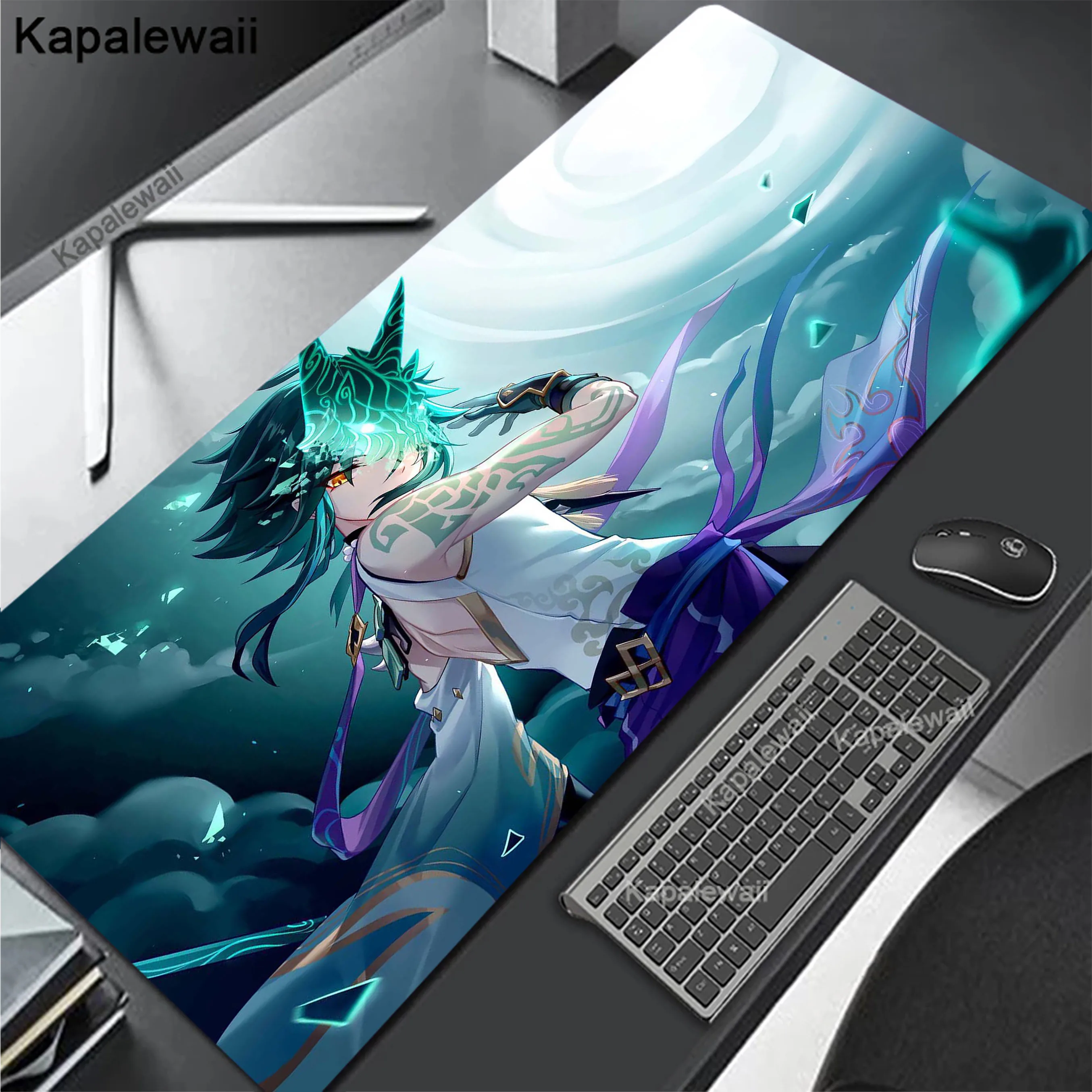 

Genshin Impact Anime girl Mousepad Gaming Speed Keyboard Pads Mouse Pad XXL Rubber Carpet Locked Edge Mouse Mat 900x400mm