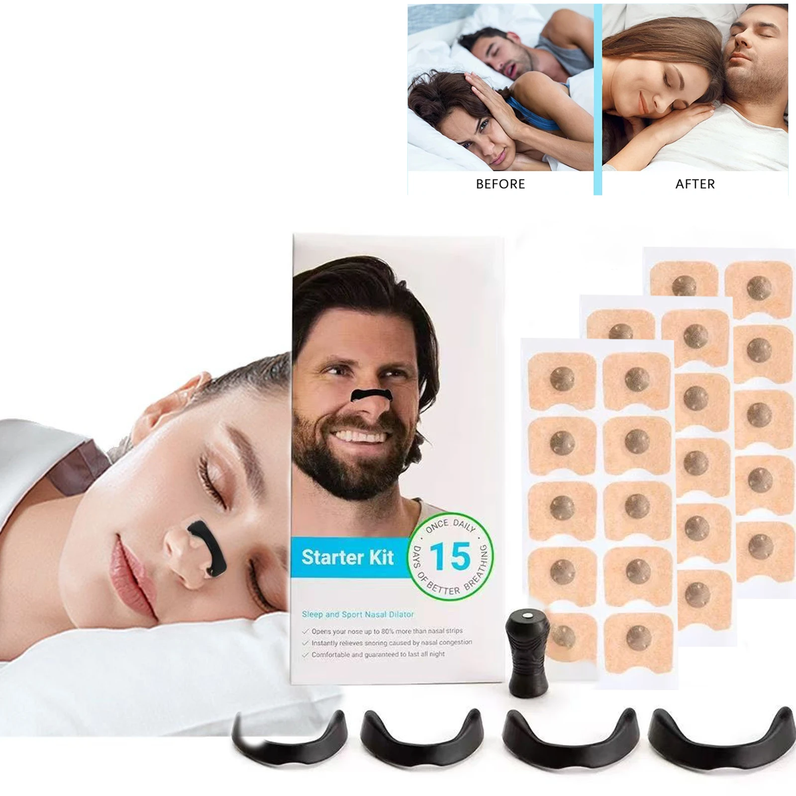 

Magnetic Nasal Breathing Dilators Starter Kit for Nose Improve Sleep Quality Snoring Anti Snoring Sleep Mouth Tape