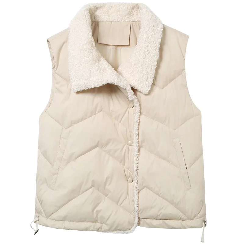Donna inverno autunno verde gilet allentato capispalla femminile caldo cotone Beige nero gilet top cappotto donna giacca a vento senza maniche
