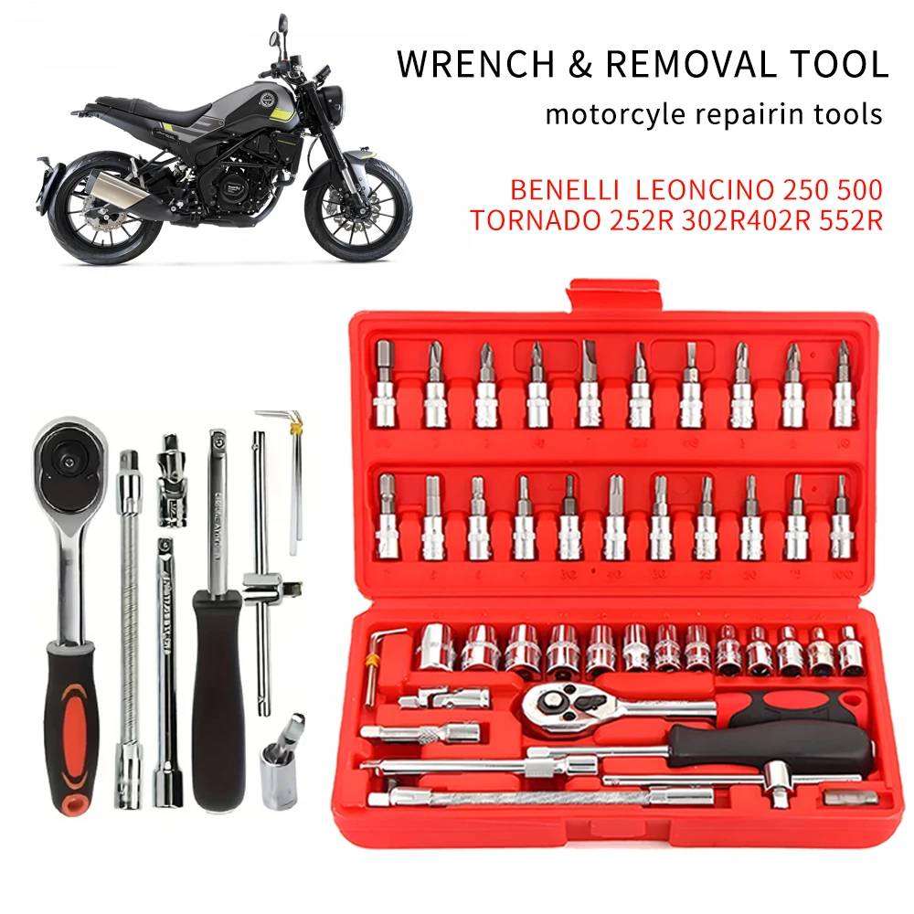 

46PCS Motorcycle Repair Tool For Benelli Leoncino 250 500 Tornado 252r 302r 402r 552r Auto Car Bicycle Repairing Tool