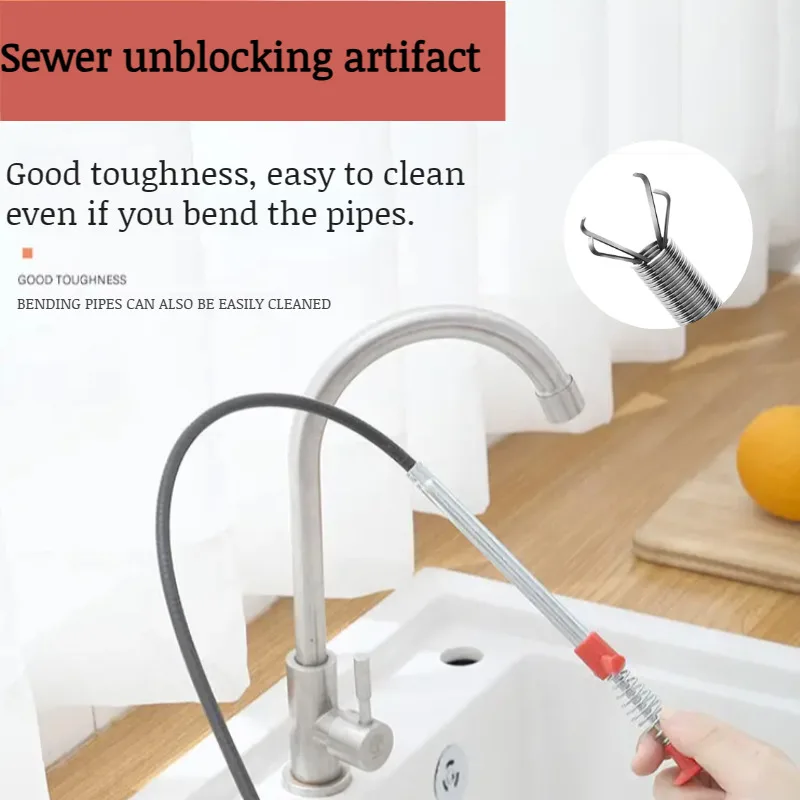 Sewer unclogging universal with grappling hook wire pipe cleaner four claws can be bent garbage hair unclogger easy to clean