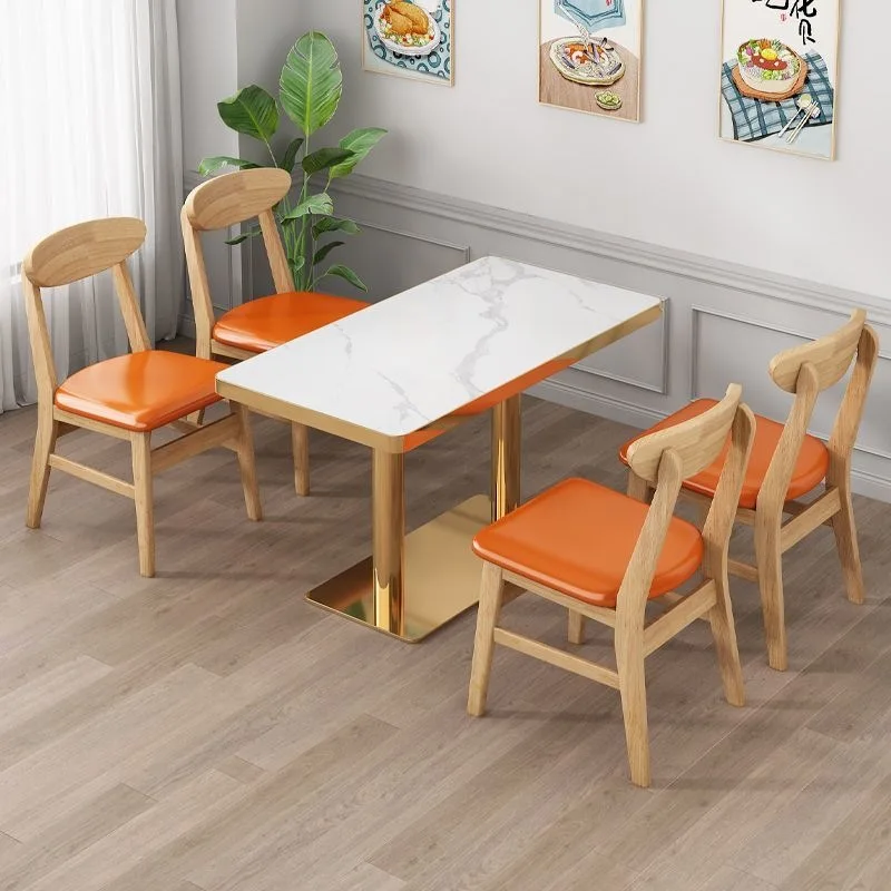 Solid wood fast food tables and chairs Commercial dining table Hot pot barbecue restaurant Snack bar Noodle restaurant tables an