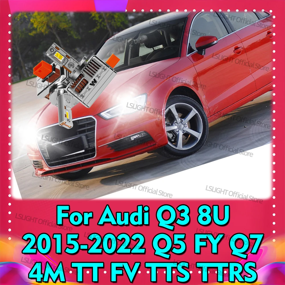 2Pcs D5S LED Headlights 12V Copper Tube Bulbs 30000LM For Audi Q3 8U 2015-2022 Q5 FY Q7 4M S6 2016-2018 TT FV 2014-2023 TTS TTRS