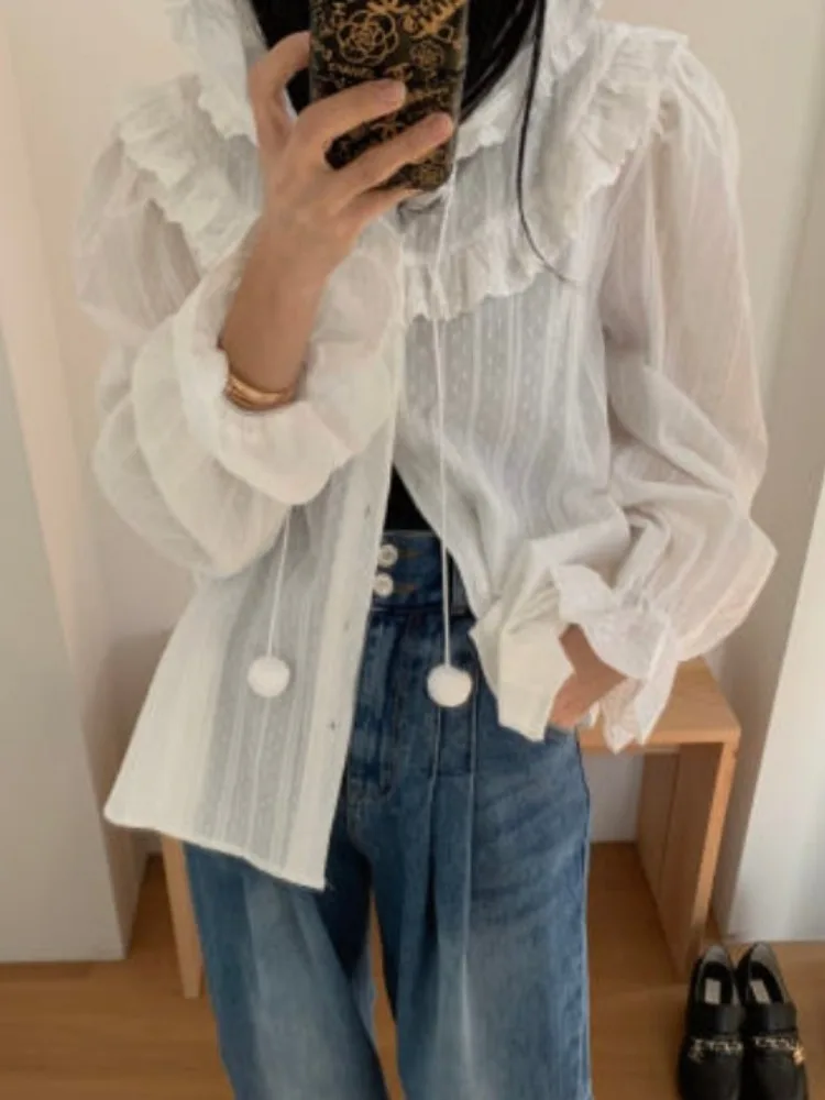 

Spring New Design Single Button Splice Long Sleeve Loose Women's Shirt with Hoodie Casual Versatile Fashionable Street Style