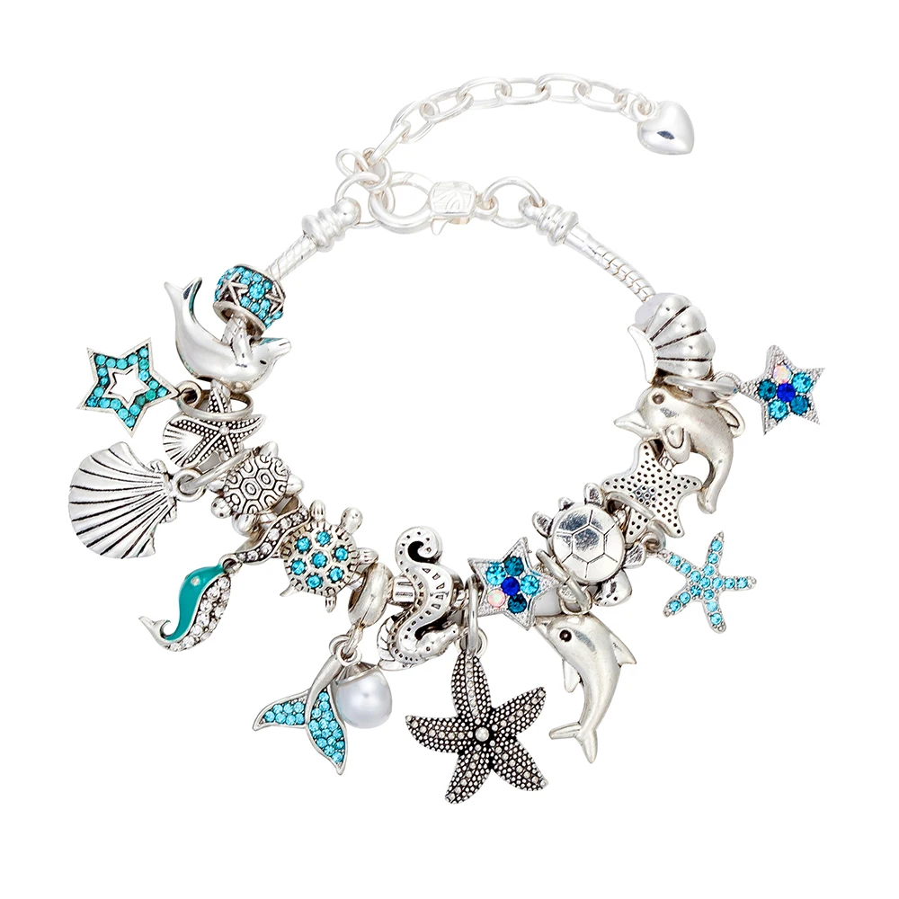 ANNAPAER New Design Adjustable Size Sea Animals Fish Star Beaded Charms Bracelets Bangles Special Offer Gift For Girl women