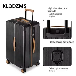 KLQDZMS PC Suitcase Thickened Zipper Boarding Box Aluminum Frame Trolley Case 20“24”26