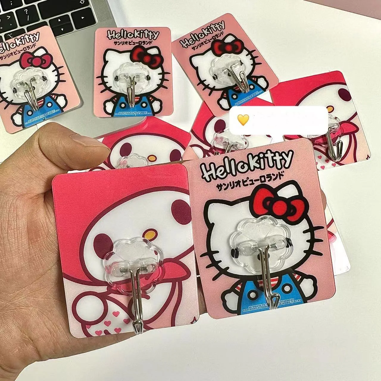 10Pcs Kawaii Sanrio Hook Hello Kittys Mymelody Cartoon Anime Paste Hook Dormitory Bathroom No Trace Hook Christmas Gift Kids Toy