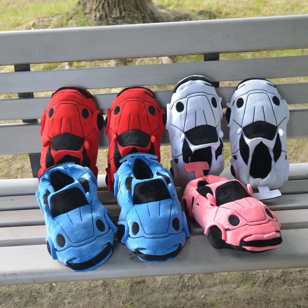 MyRytanda 11 couleurs nouvelle voiture en peluche pantoufles amusant véhicule forme chaussures en peluche femmes hommes noël intérieur maison pantoufles