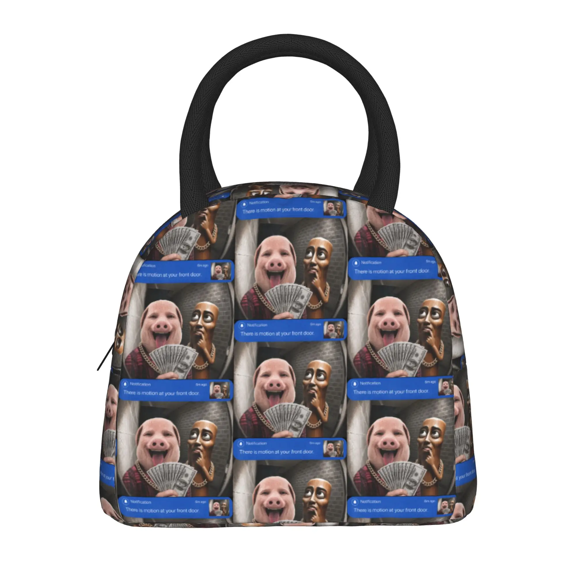 Tung Sahur There is Motion At Your Front Door Brainrot Meme Lunch Bag For Adult  Designer Lunch Box Retro Picnic Cooler Bag