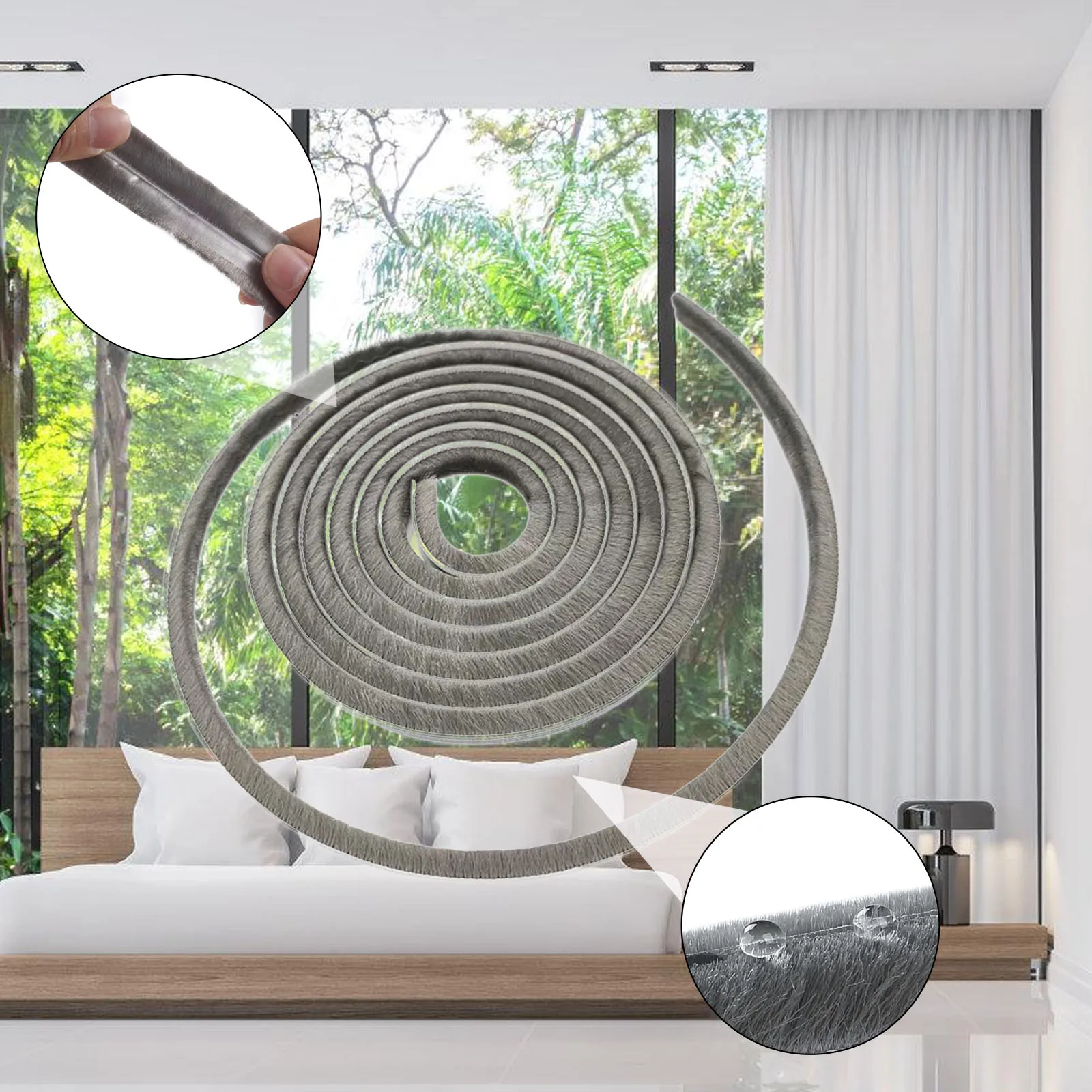 5*8mm 10m /20m Roll Card Slot Seal Strip Sliding Windows Sash Doors Tape Pile Draught Excluder Brush Seal Strip Weatherstrip.