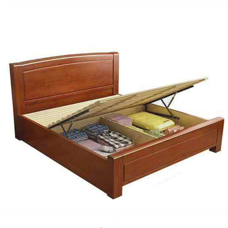 

Solid wood bed, single, storage, master bedroom, furniture, modern, simple