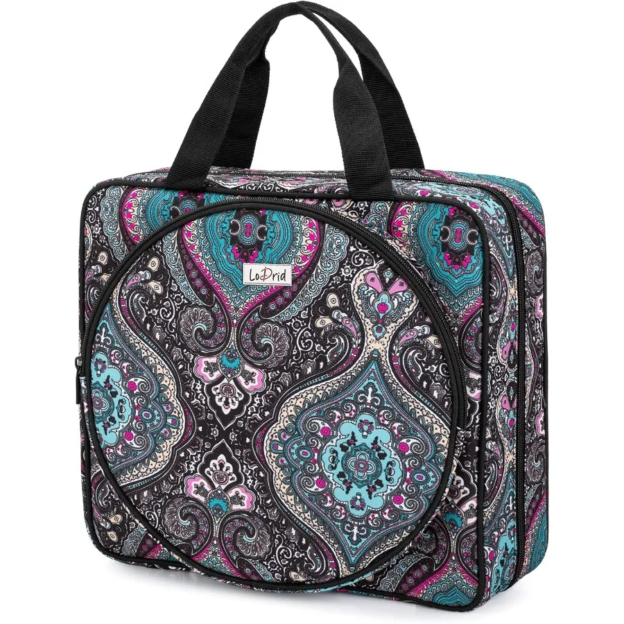 

LoDrid Embroidery Project Bag Square Embroidery Supplies Storage Tote Bag for Portable Craft Carry Case with Multiple Pockets I
