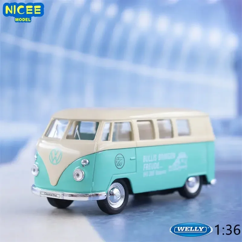 WELLY 1:36 Volkswagen BUS T1 High Simulation Diecast Car Metal Alloy Model Car Children\'s toys collection gifts B910