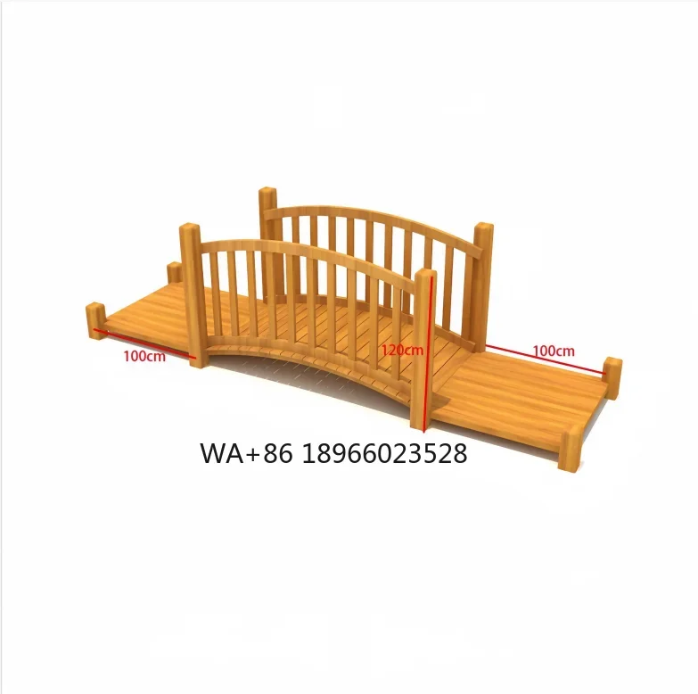 معدات اللعب الخارجية للأطفال، درابزين منزلق خشبي، أسوار ديكور للحديقة مع لوحات جسر الدرابزين للتسلية