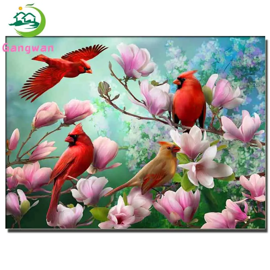 Diamond painting Magnolia Flowers mosaic diamond set full square/round diamond embroidery Magpie birdds hobby home wall decor,