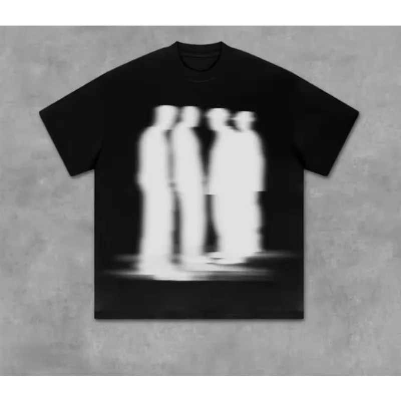 Street Atmosphere Virtual Shadow Characters Shadow Graphic Cotton T-Shirt Men Y2K Vintage Oversize Tshirt Summer Women Tops Tees