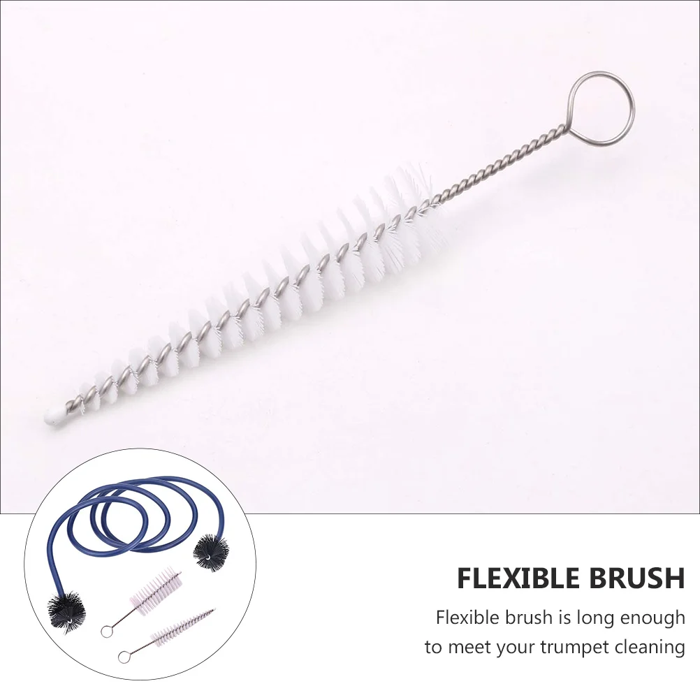 Juego Flexible de trompeta, Kit de cuidado de limpieza de trompeta para boquilla, cepillo para boquilla, mantenimiento de instrumentos musicales de latón