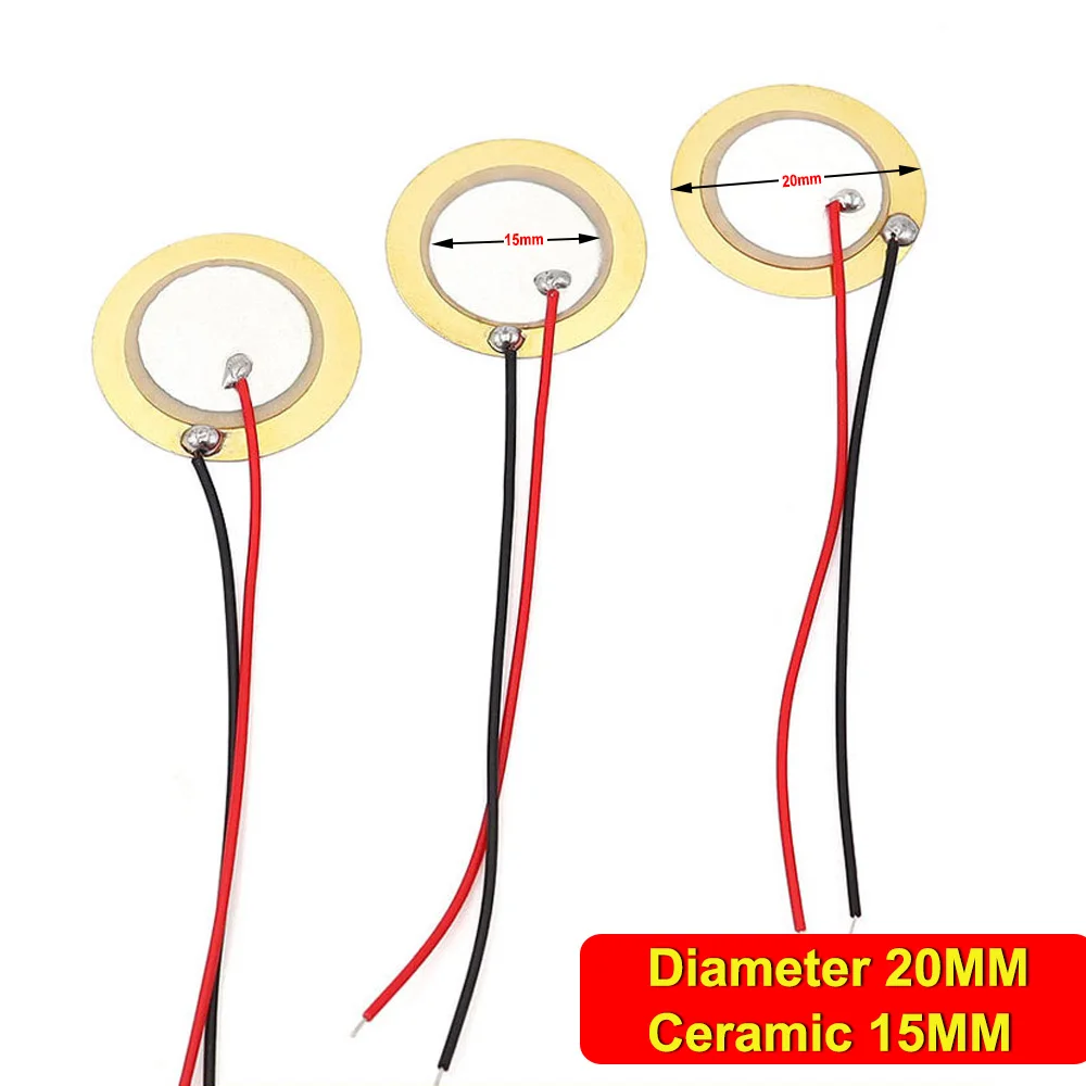 20PCS 20mm Piezo Disc Transducer Contact Microphone Trigger Sound Sensor with Wires for Mic Drum Trigger Acoustic Pickup Guitar