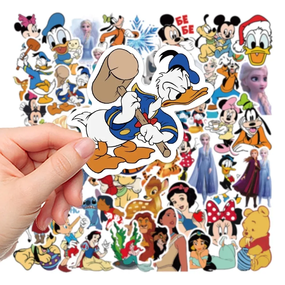 50/100pcs Disney Mix Cartoon Stickers Micky Princess Decal Laptop Diary Scrapbook Waterproof Graffiti Kid Toy Sticker Gift