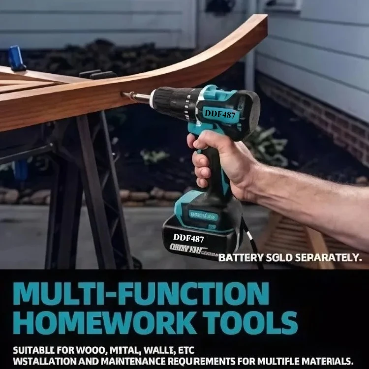 DDF487 Cordless  Electric Drill Driver Compact High Torque LXT Electric Variable Speed Brushless Motor Tool for Makita  Battery