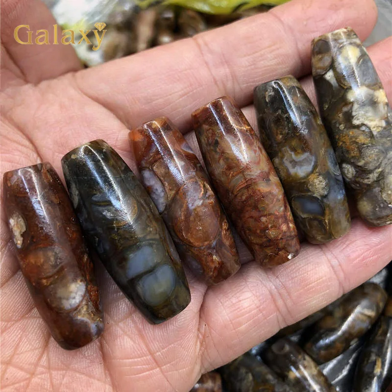 2PC AAA Grade Tibet Dzi Bead Red Vintage Natural Agate 40*15mm Powerful Amulet Tibetan Dzi Beads for DIY Charm Bracelet Necklace